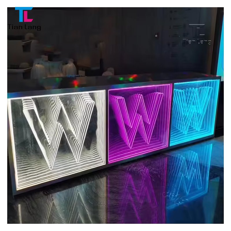 Tempered Glass Panel Infinity Mirror Floor 3D Effect LED Dance Floor Infinity Mirror Signs for Bar Party Store Wall Decoration