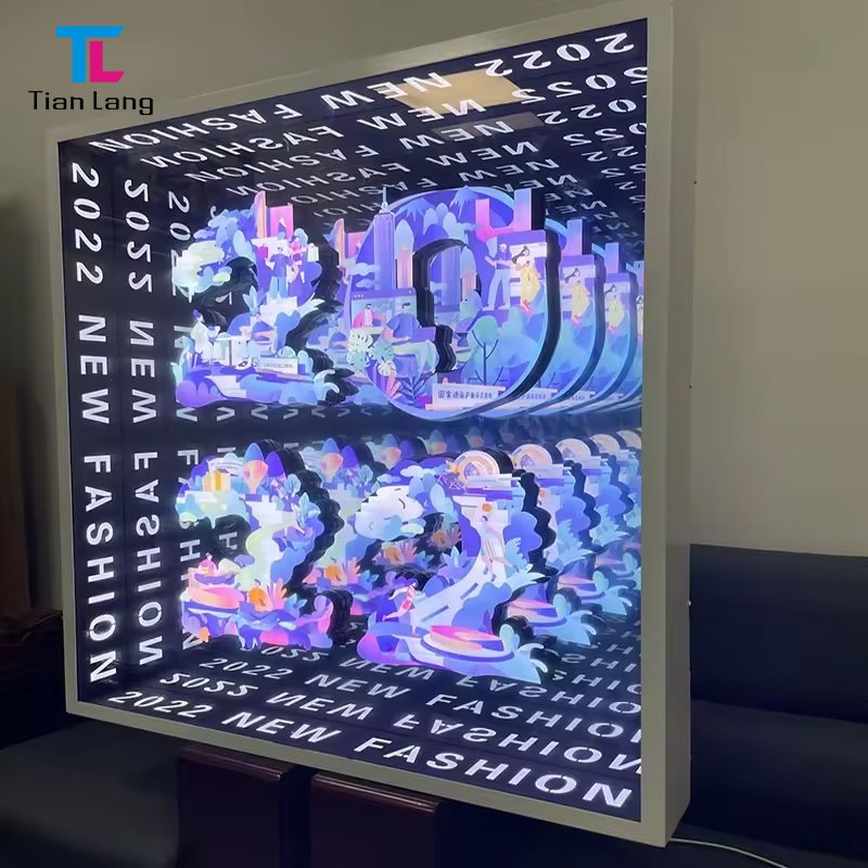 Tempered Glass Panel Infinity Mirror Floor 3D Effect LED Dance Floor Infinity Mirror Signs for Bar Party Store Wall Decoration