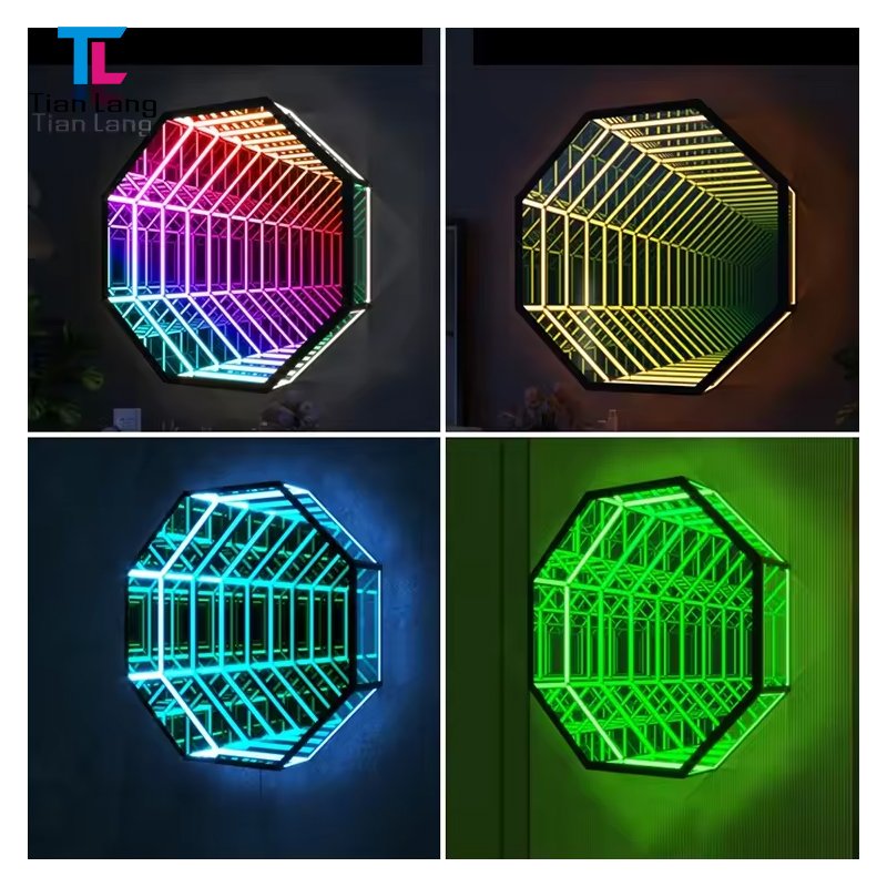 Tempered Glass Panel Infinity Mirror Floor 3D Effect LED Dance Floor Infinity Mirror Signs for Bar Party Store Wall Decoration