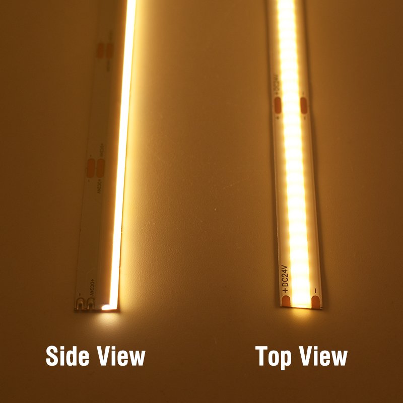 BRIGHT Concealed Staircase Light Soft COB Led Strip Light Under Cabinet Lighting CE RoHS Flexible Cob Led Strip Side View