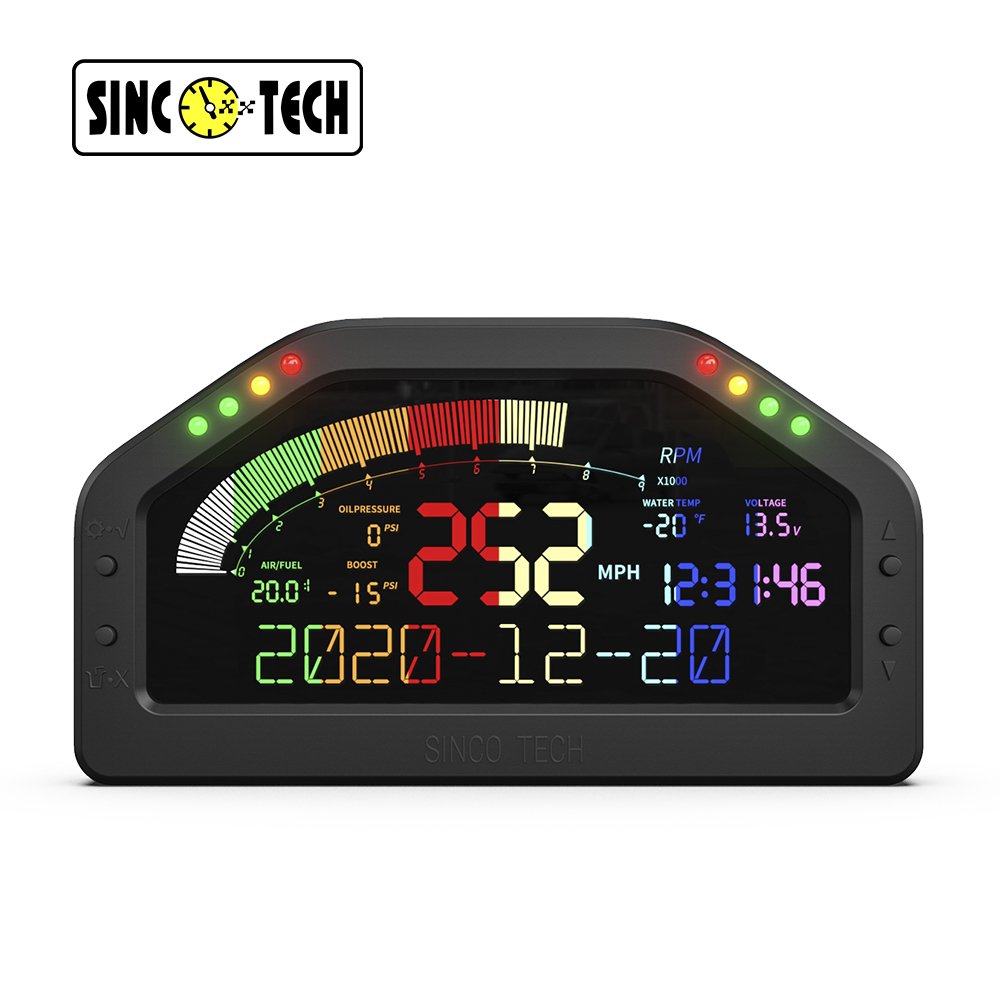 SincoTech DO922 6.5'' Universal Digital Sensor Gauge Dashboard LCD Race Dash Tachometer Speedometer Boost Auto car meter