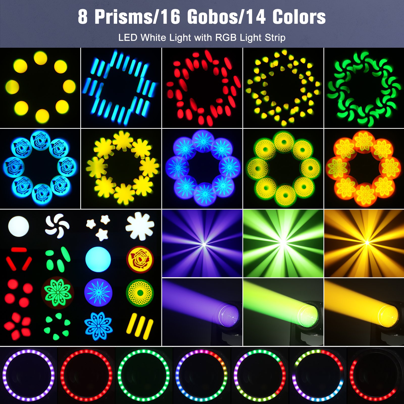 180W Ultra Bright Moving Head Light Rainbow Lighting Effect Beam Lights Stage for Wedding Disco Dj KTV Night Club Stage Lamp