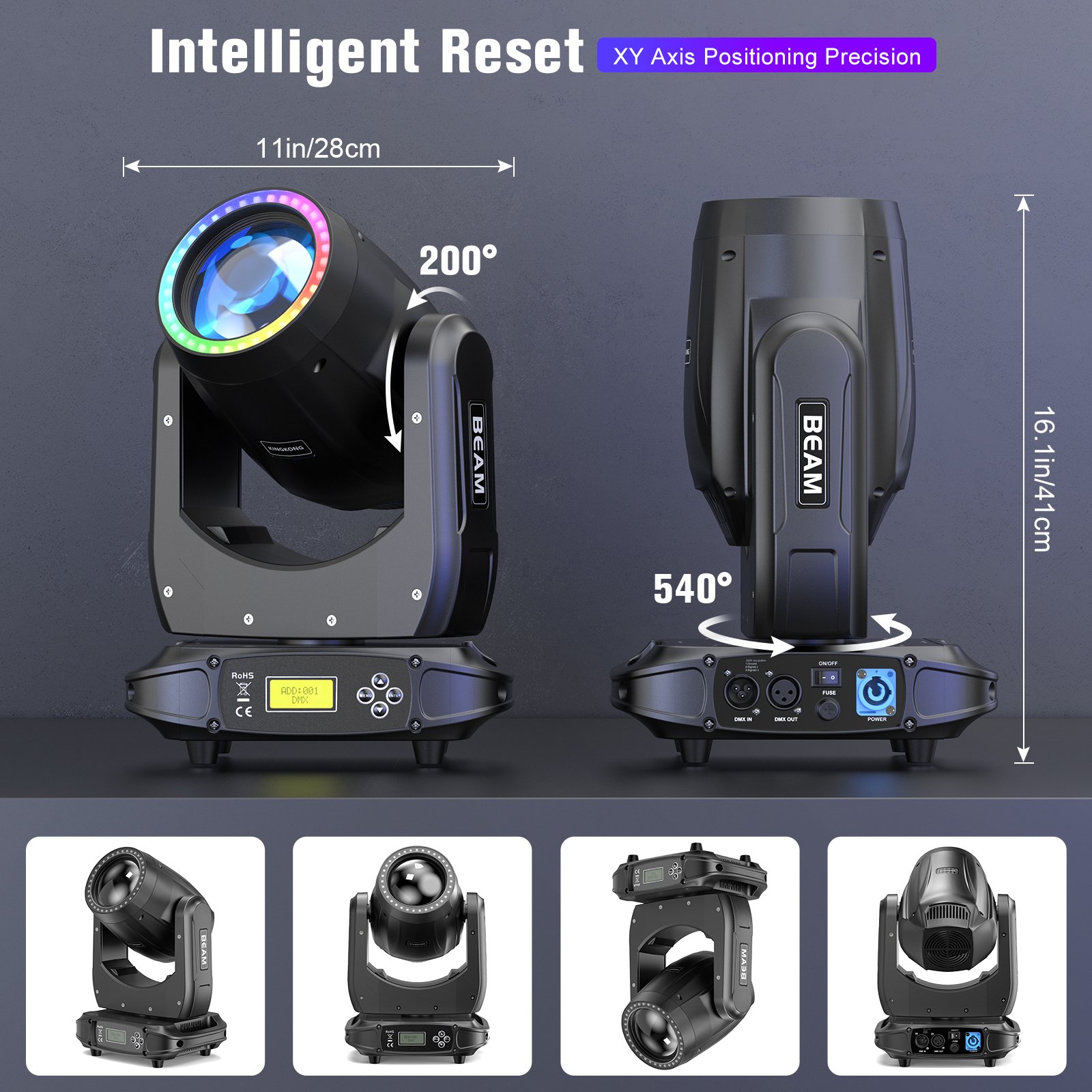 180W Ultra Bright Moving Head Light Rainbow Lighting Effect Beam Lights Stage for Wedding Disco Dj KTV Night Club Stage Lamp