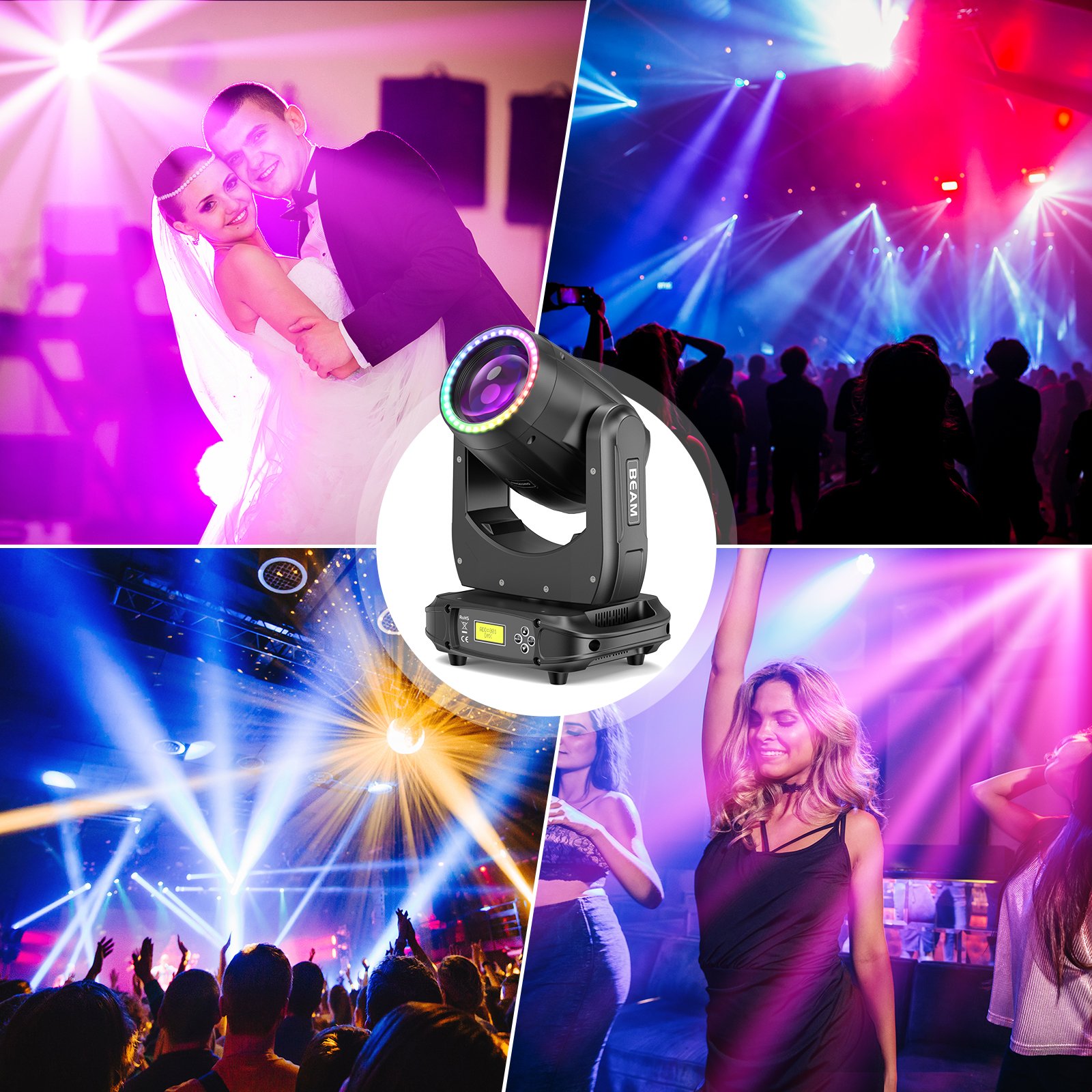 180W Ultra Bright Moving Head Light Rainbow Lighting Effect Beam Lights Stage for Wedding Disco Dj KTV Night Club Stage Lamp