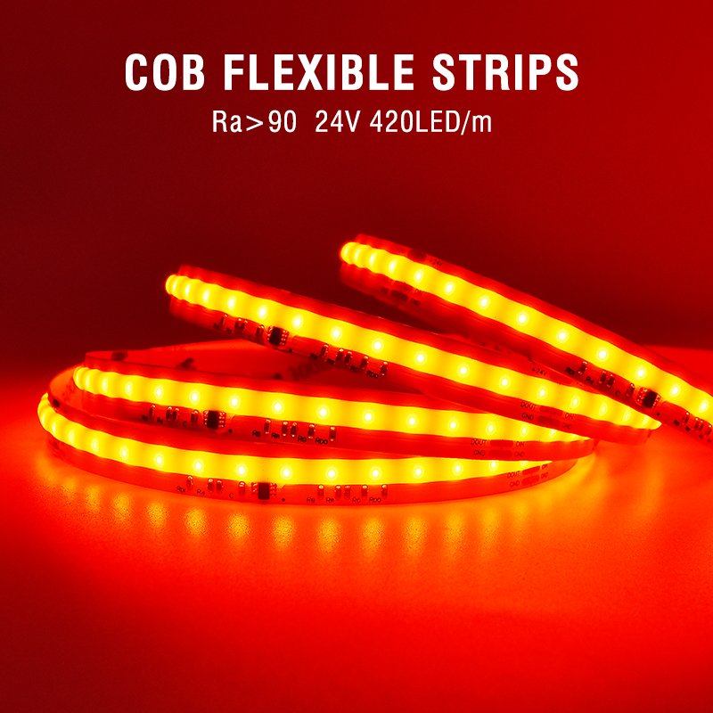 RGBWIC COB Led Strip Light High Density FOB LED Strip Lights DC24V 18W 840Chips/m RGBW Addressable LED Strip Light