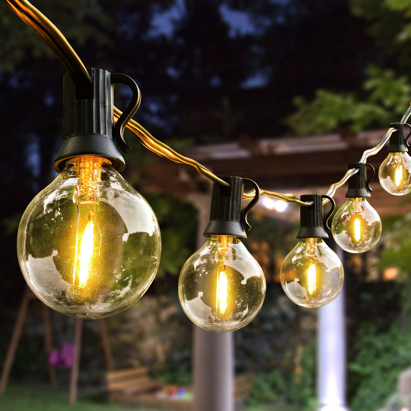 15M LED Fairy String Light Globe Party Garland G40 Patio Light Warm White Clear Vintage Bulb Chain for Outdoor Backyard Decorate