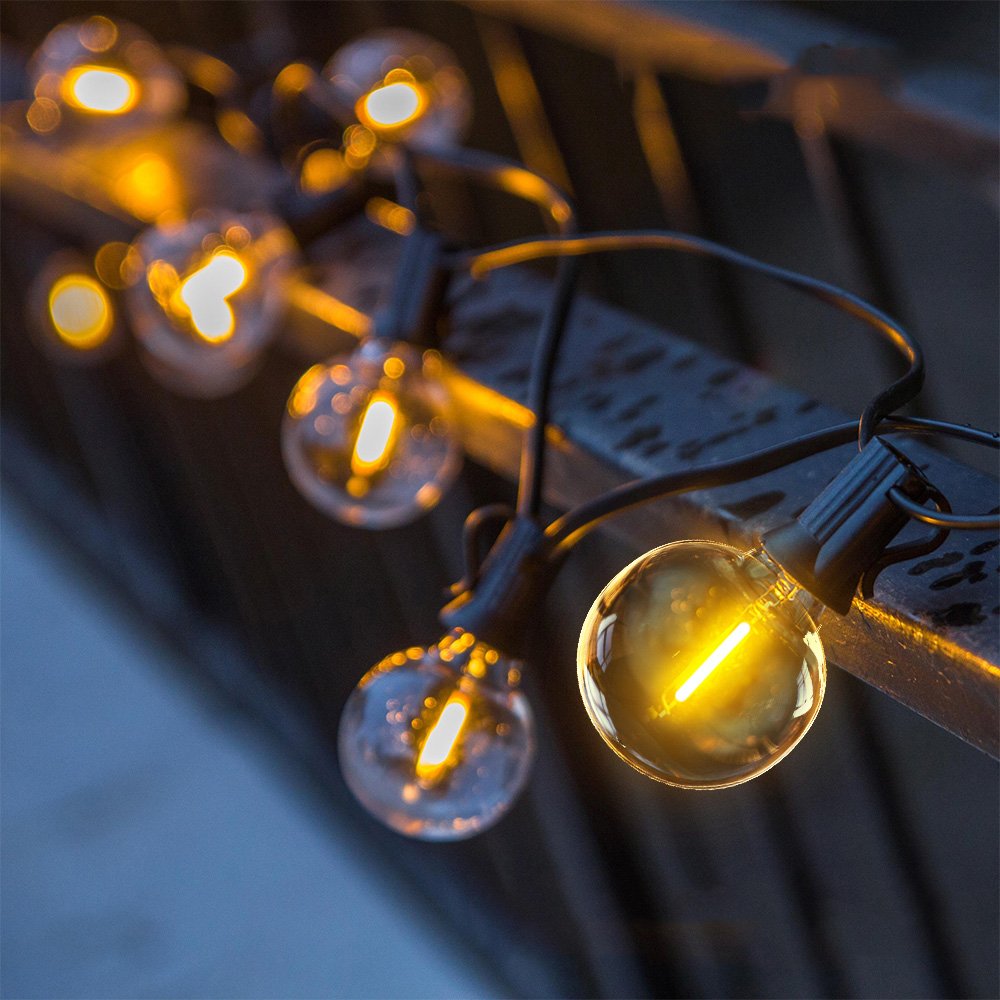 15M LED Fairy String Light Globe Party Garland G40 Patio Light Warm White Clear Vintage Bulb Chain for Outdoor Backyard Decorate
