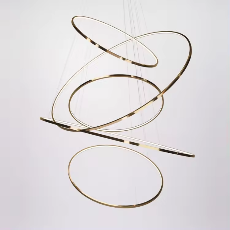 Etl Cetl Hoop Circular Shape Luxury Customized Size Italian Modern Wooden Chandelier Lighting Wooden Pendant Light