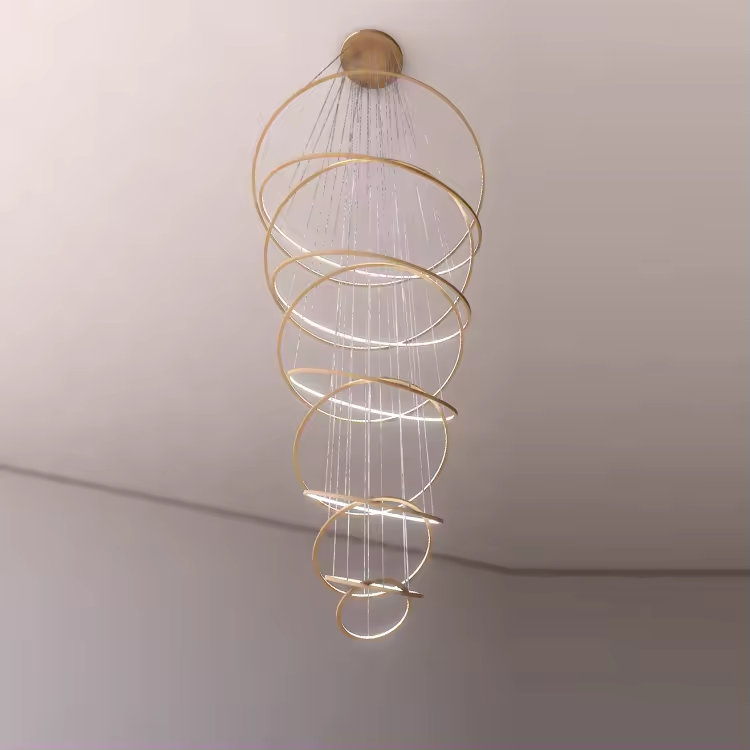 Etl Cetl Hoop Circular Shape Luxury Customized Size Italian Modern Wooden Chandelier Lighting Wooden Pendant Light