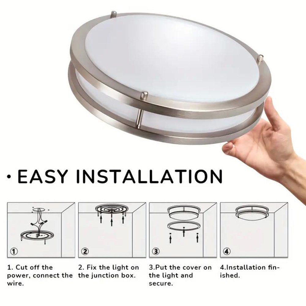 In Stock 12 Inch Modern LED Flush Mount Ceiling Light, 5CCT Dimmable Ceiling Mount Light for Bedroom Bathroom Hallway Kitchen