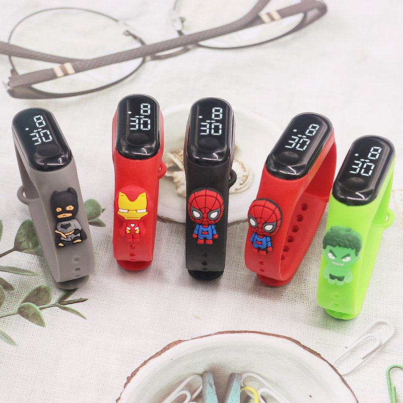 M3 Children's Sports Watch with Creative Cartoon Marvel Design Waterproof Digital LED Dial Display Round Plastic Band