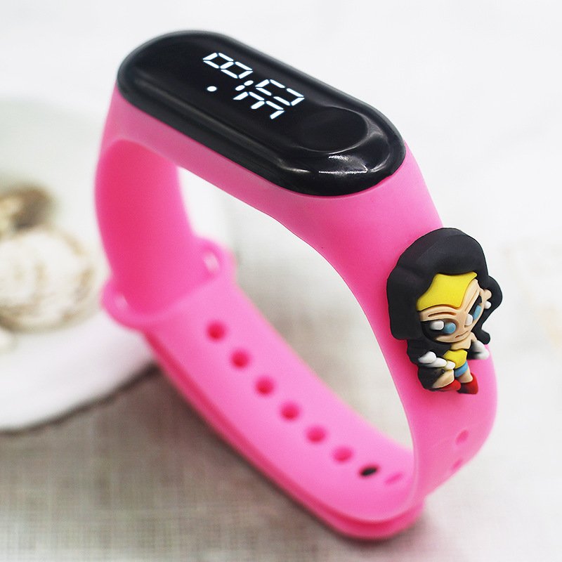 M3 Children's Sports Watch with Creative Cartoon Marvel Design Waterproof Digital LED Dial Display Round Plastic Band