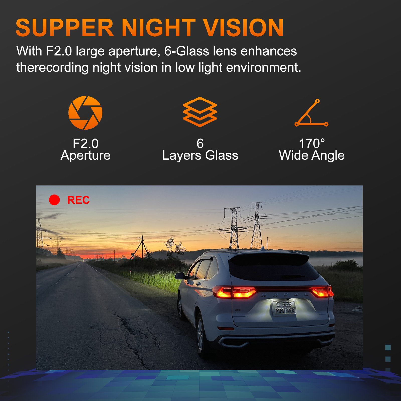 Auto Electronics FHD1080P Resolution Dash Cam WDR Function Hidden Parking Mode Detection Monitoring Dash Camera Recording