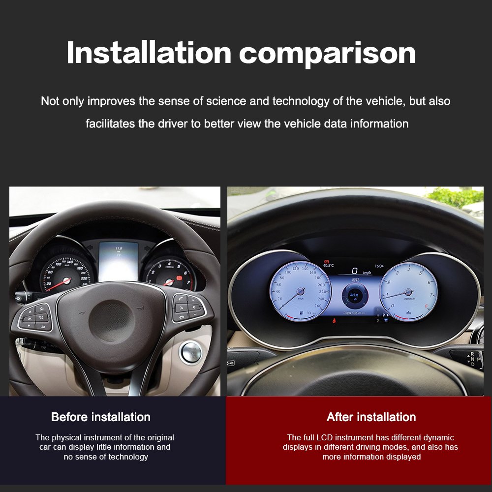 Linux System Digital Cluster LCD Instrument for Mercedes Benz C-Class W205 2015~18 Dashboard Dashboard Speedometer with Carplay