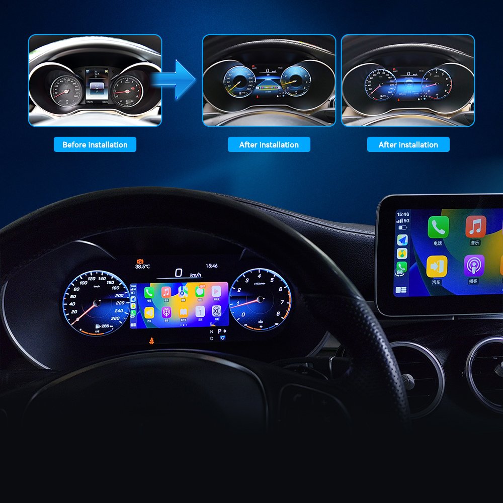 Linux System Digital Cluster LCD Instrument for Mercedes Benz C-Class W205 2015~18 Dashboard Dashboard Speedometer with Carplay