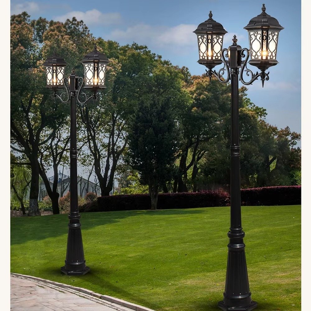 Manufacturer's Post LED Garden Lights Outdoor Decorative European Luxury Antique Aluminum Street Lamp Garden Pole Light