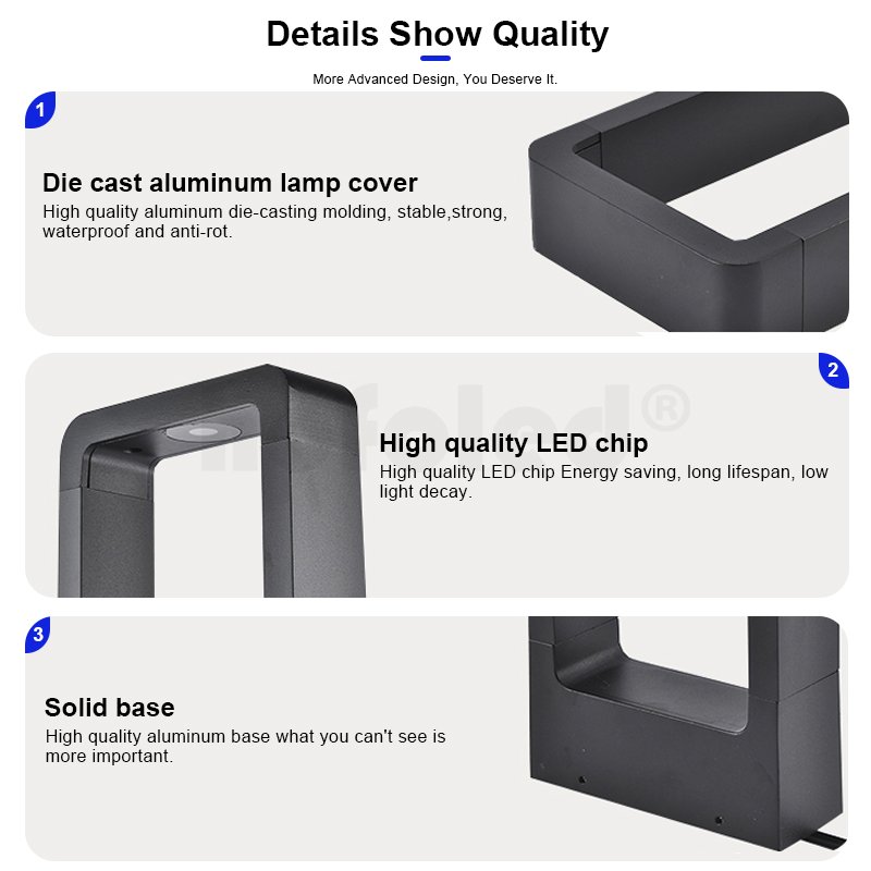 Aluminum Garden Lamp Waterproof IP65 Modern Hotel Home Outdoor Decoration Bollard Post Pathway Led Lawn Light