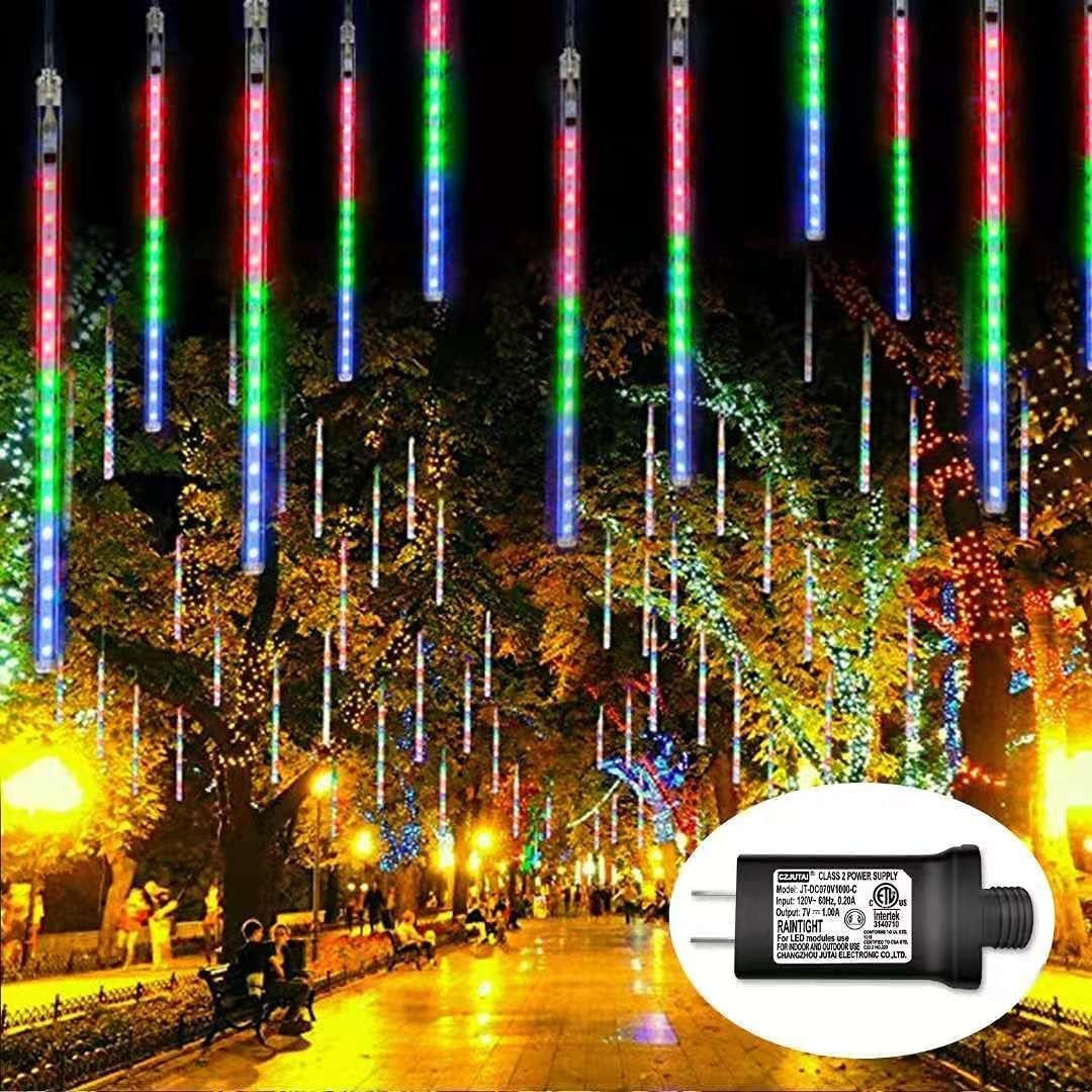 Meteor Shower Rain Lights 30cm 8 Tubes 192 LED Christmas Lights Plug in Snowfall LED Lights Outdoor Waterproof for Holiday
