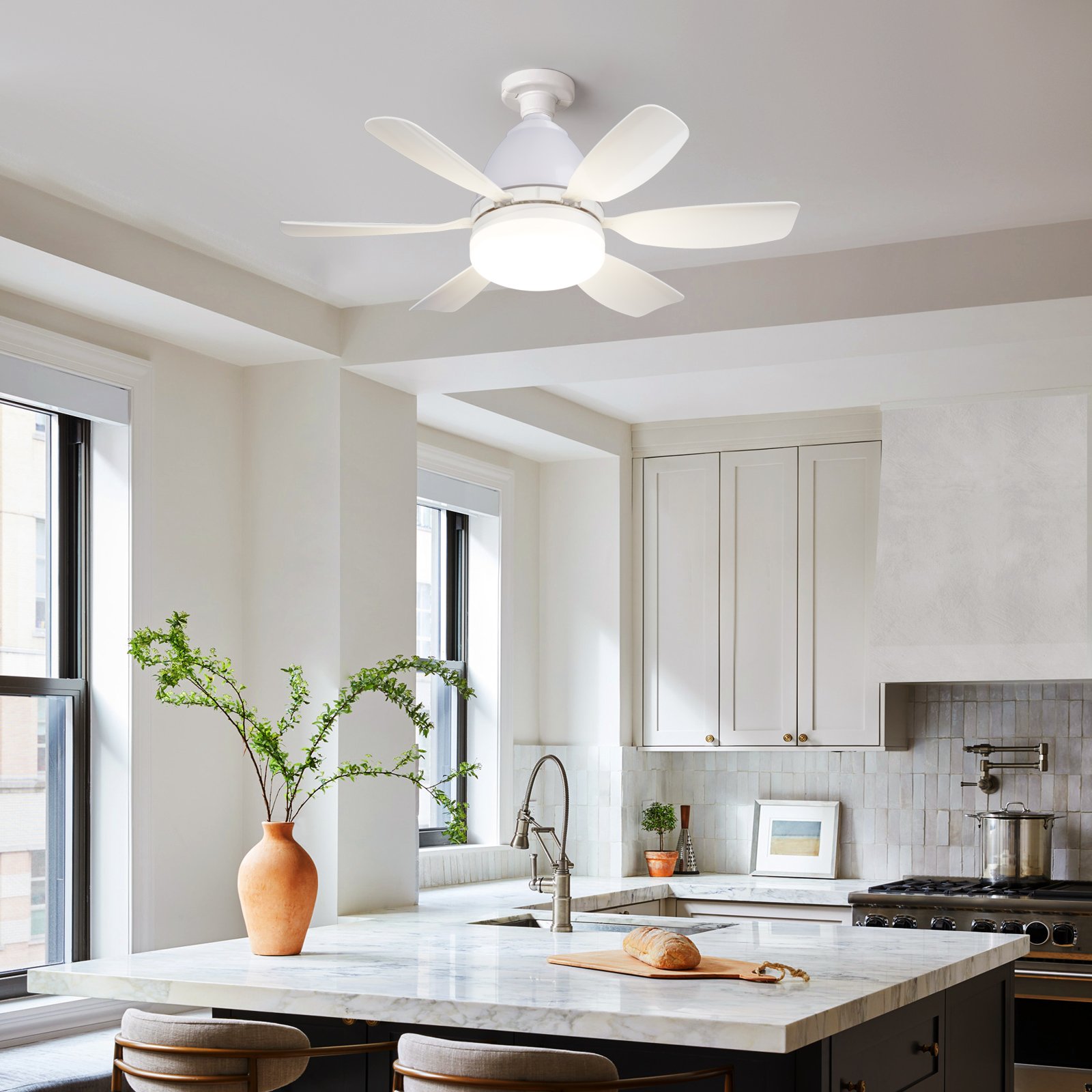 Led Fan Lights Smart Home Light Intelligent Dimming Timing 3 Speed Black E27 Fan 2 Packs Remote Control Modern LED Ceiling Fan