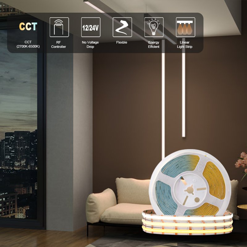 COXO CCT Cob Led Strip Light Dimmable Three Colour Flexible Ce Rohs Cct Cob Led Strip