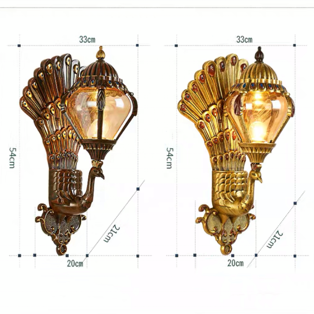 European Outdoor Waterproof Wall Lamp Decorative Lighting LED Peacock Shaped Outdoor Garden Wall Lamp for Outdoor Lighting