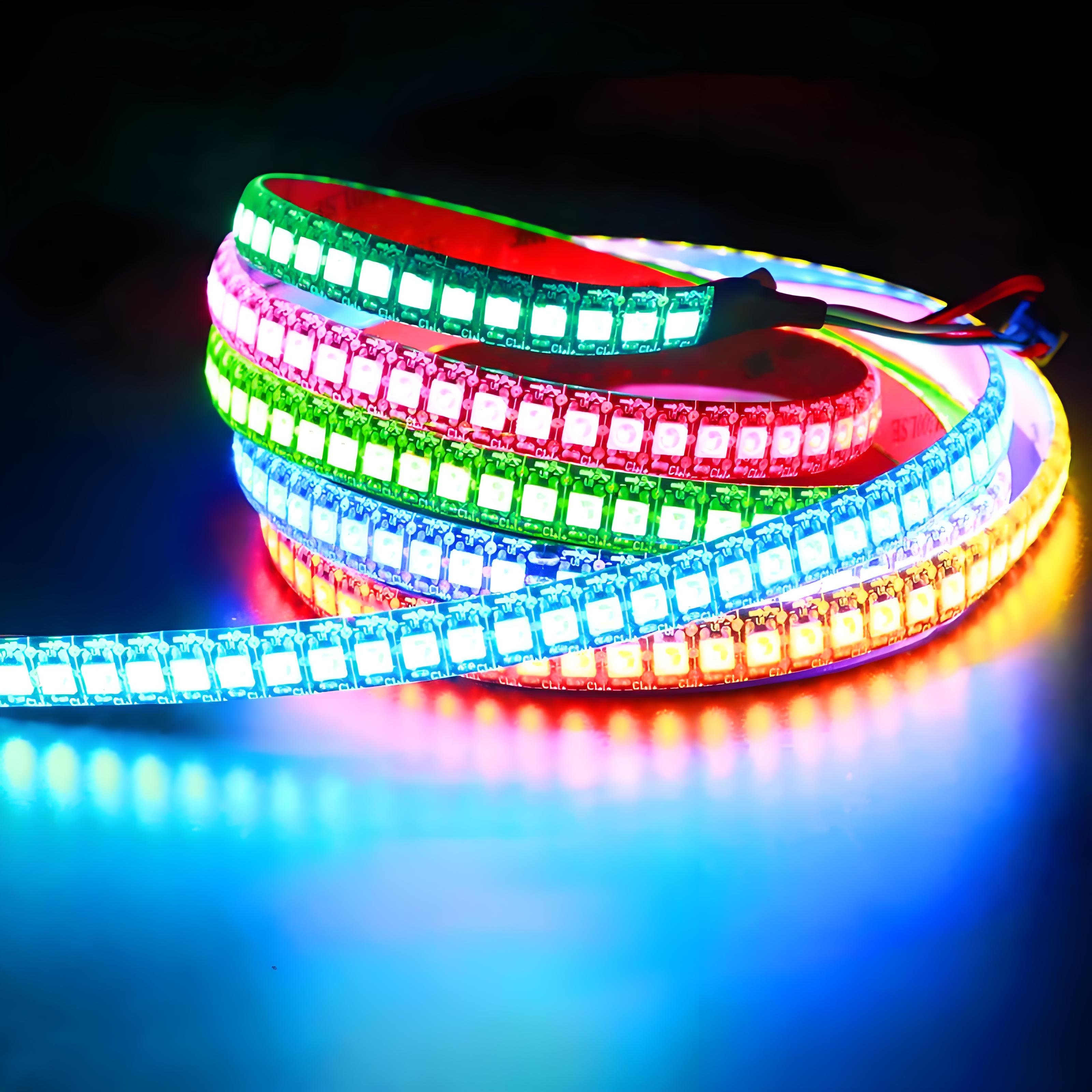 5V 12V WS2812 WS2815 Addressable Rgb LED Strip With 30/60/144leds/m Full-color IC Control for Decorative Running Lights