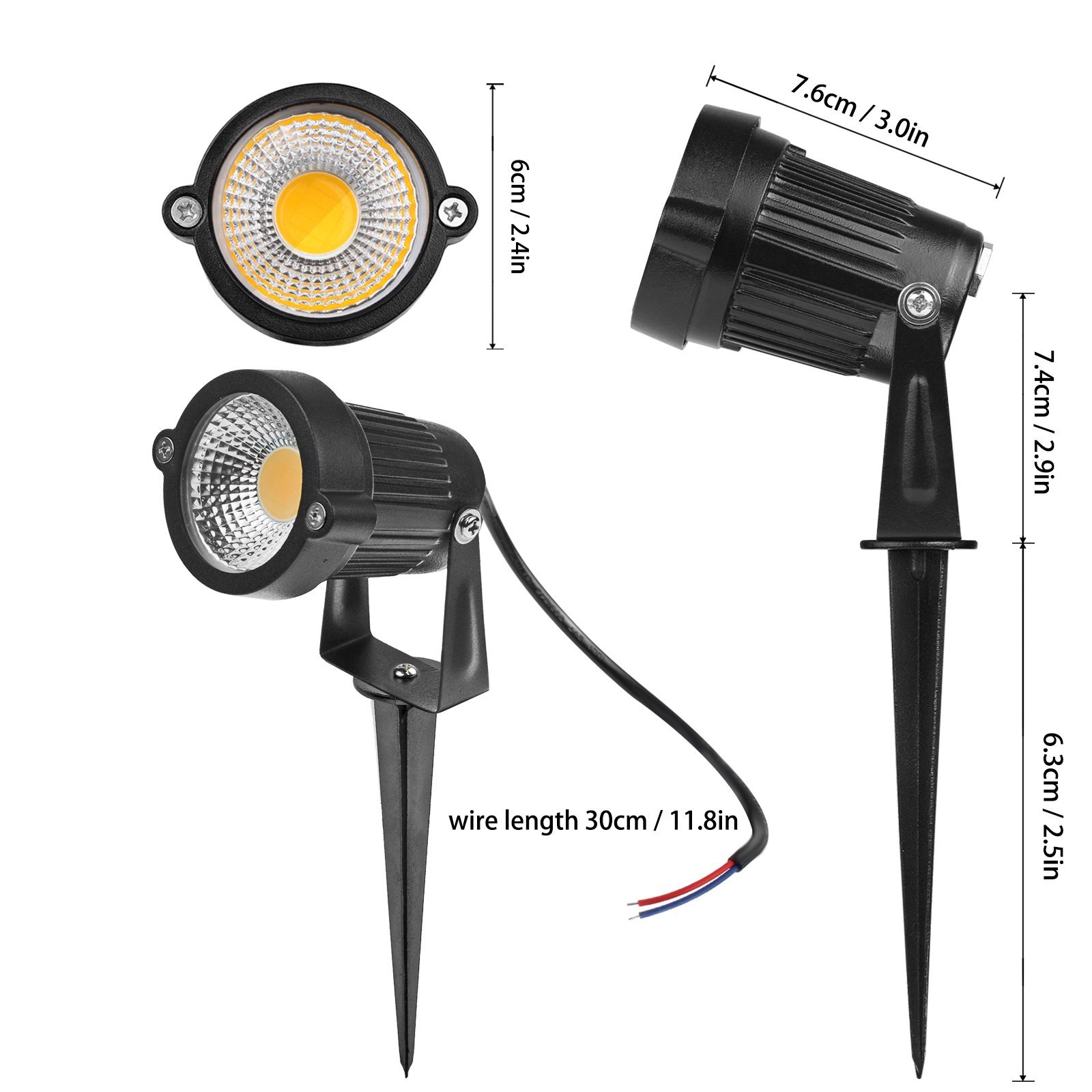 Outdoor LED Lawn Light with Spike Stand Waterproof IP68 Rotating Path COB Spotlight 220V RGB Garden Landscape Tree Spot Light