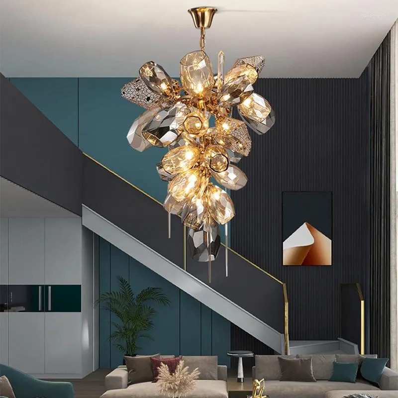 European Large Luxury Hotel Lobby Staircase Decorative Lighting Blown Modern Chandelier Murano Glass Crystal Chandelier