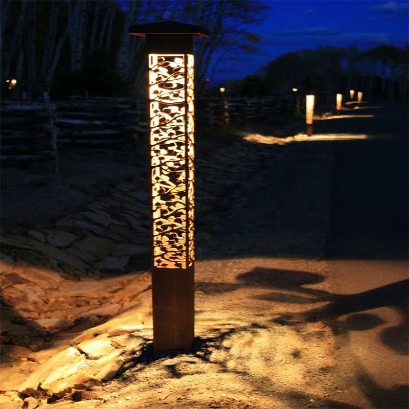 Customized Classic Landscape Lamp Post Hollow Retro Courtyard Lamp Garden square Park Pole Decoration Guard Post Lamp