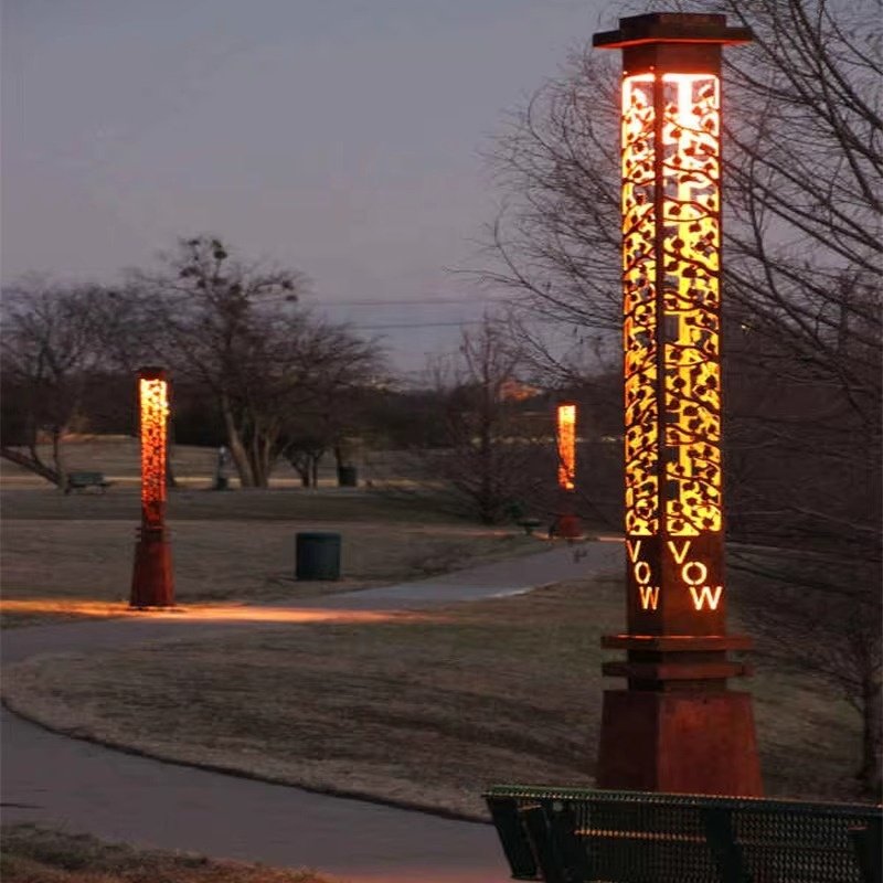 Customized Classic Landscape Lamp Post Hollow Retro Courtyard Lamp Garden square Park Pole Decoration Guard Post Lamp
