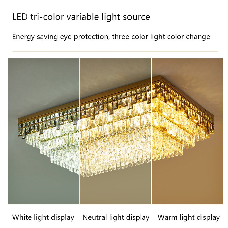 Lighting High Quality Luxury K9 Crystal Square Ceiling Light Living Room Hotel Bedroom Home Hotel Round Led Crystal Ceiling Lamp