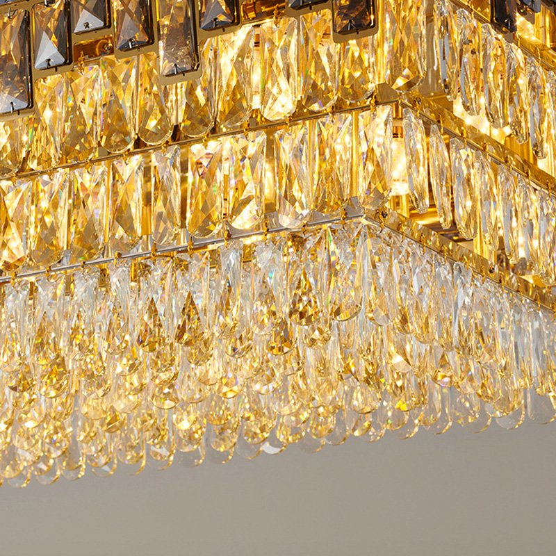 Lighting High Quality Luxury K9 Crystal Square Ceiling Light Living Room Hotel Bedroom Home Hotel Round Led Crystal Ceiling Lamp