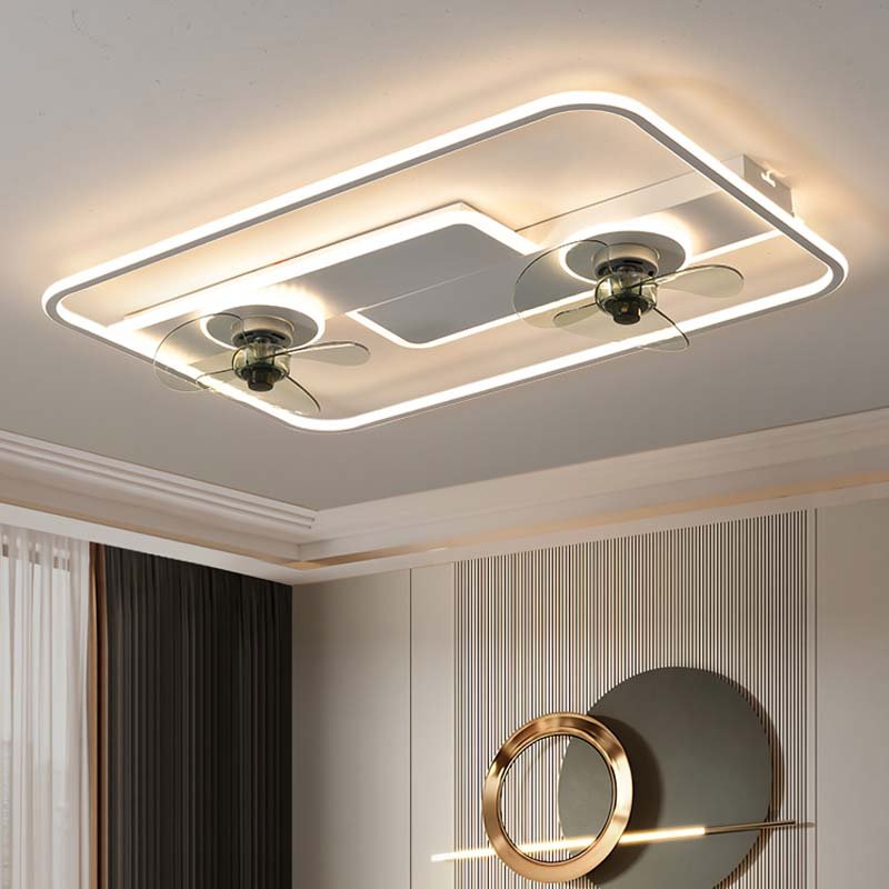Rectangle Dimmable LED Ceiling Fan With Light Remote Control Living Room Home Decor Modern Gold Large Dc Ceiling Fan