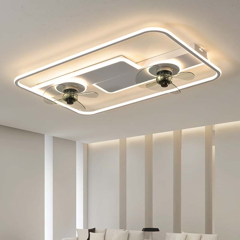 Rectangle Dimmable LED Ceiling Fan With Light Remote Control Living Room Home Decor Modern Gold Large Dc Ceiling Fan