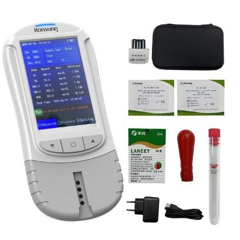 Lipids Glucose Blood test Meter Compass 2800 Semi-auto Portable Dry Biochemistry Analyzer with 22 Pieces test Strips