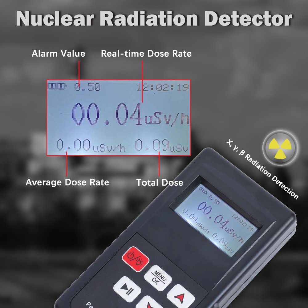 Digital LCD Display Handheld Beta Gamma X Ray Radiation Dosimeters Have Both Audible and Visual Alarms With Built-in Battery