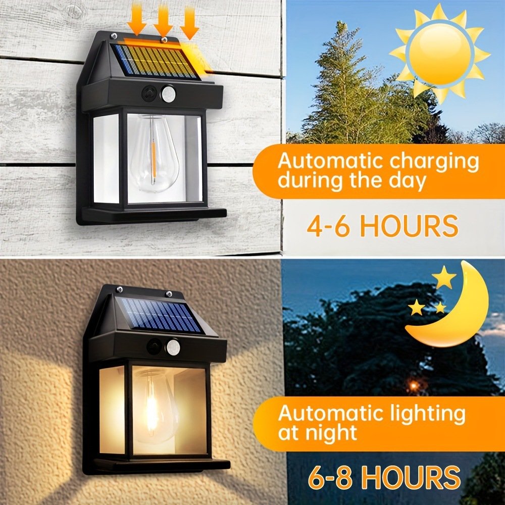 TSINYE New Design Waterproof LED Filament Bulb Solar Power Wall Light for Outdoor Lighting Wall Light Solar Wall Lanterns
