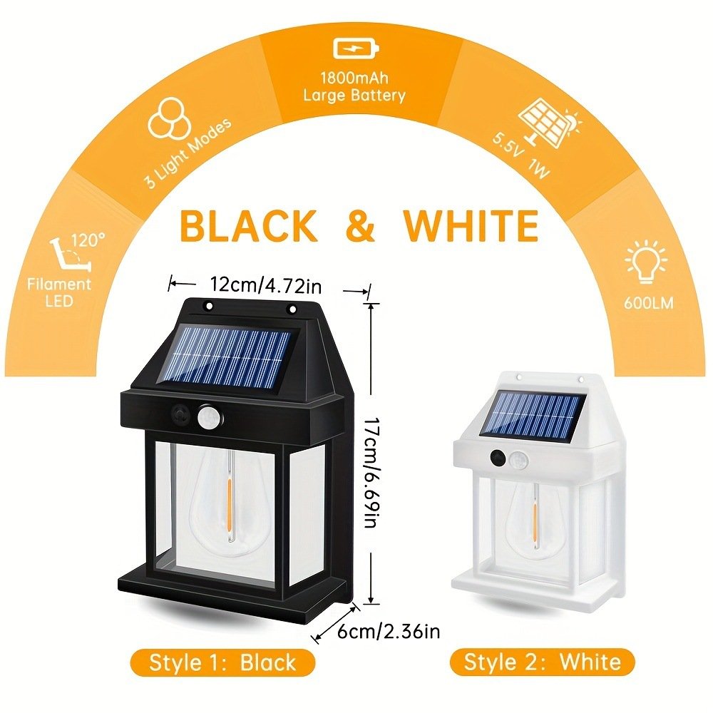 TSINYE New Design Waterproof LED Filament Bulb Solar Power Wall Light for Outdoor Lighting Wall Light Solar Wall Lanterns