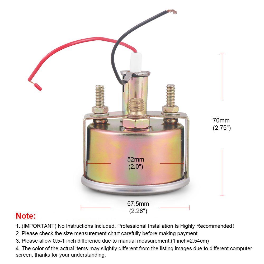 2\" 52mm Mechanical Oil Press Auto Meter 0-100PSI/1-7kg/cm² Oil Pressure Gauge for Cars