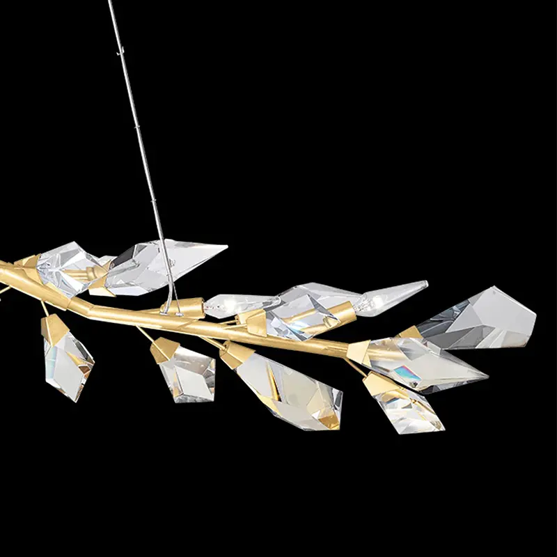 American Modern Luxury Nordic Gold Branch Dining Room Linear Pendant Light Fixtures Crystal Chandelier