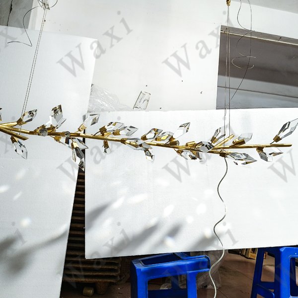 American Modern Luxury Nordic Gold Branch Dining Room Linear Pendant Light Fixtures Crystal Chandelier