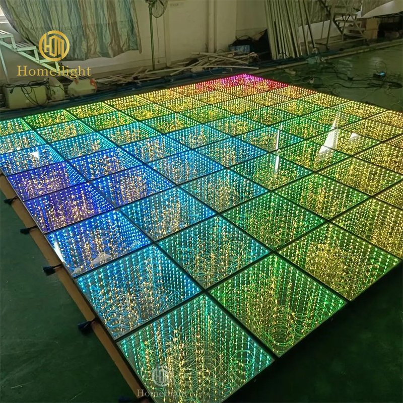 Wedding DJ Disco Night Club Dancefloor Waterproof 3D Mirror Starlit Starry RGB Panels Tiles 3d Led Dance Floor