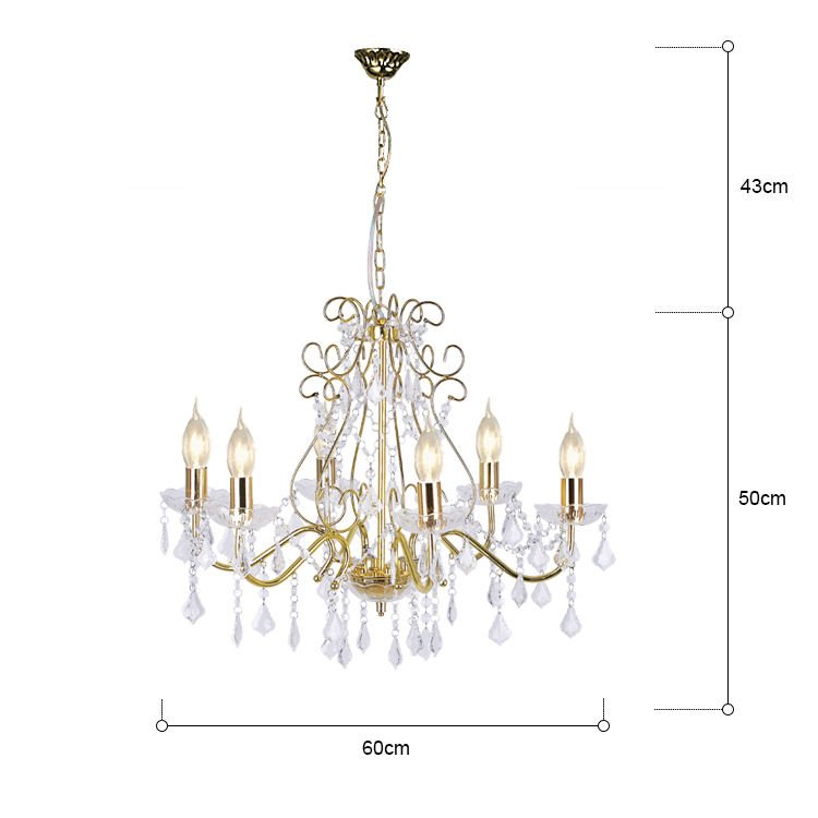 Classic Candle Hanging Lamp Living Room Luxury Gold Wedding Decoration Crystal Chandelier Light