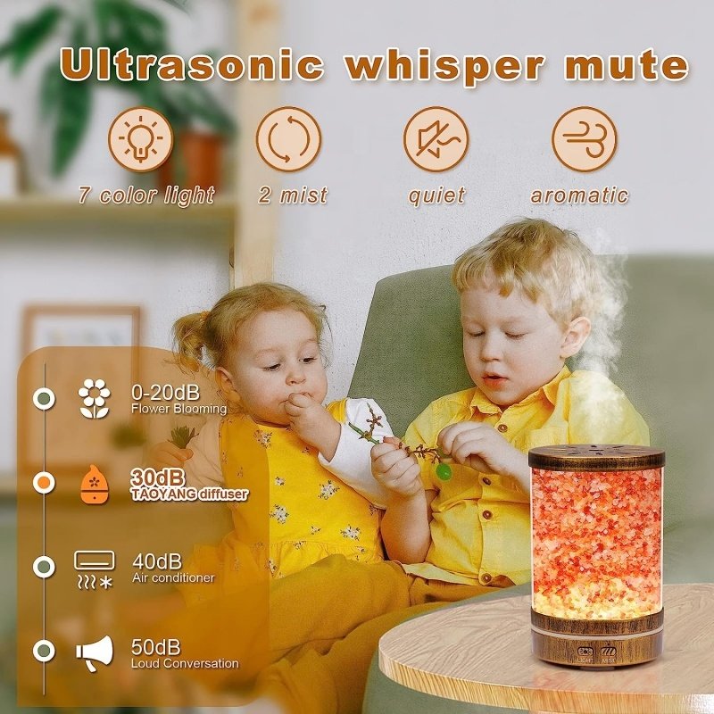 2024 New Product Himalayan Crystal Salt Rocks Aroma Humidifiers Portable Flame Aromatherapy Essential Oil Diffuser