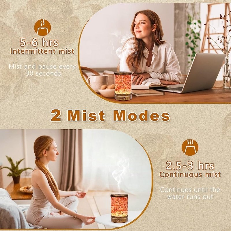 2024 New Product Himalayan Crystal Salt Rocks Aroma Humidifiers Portable Flame Aromatherapy Essential Oil Diffuser