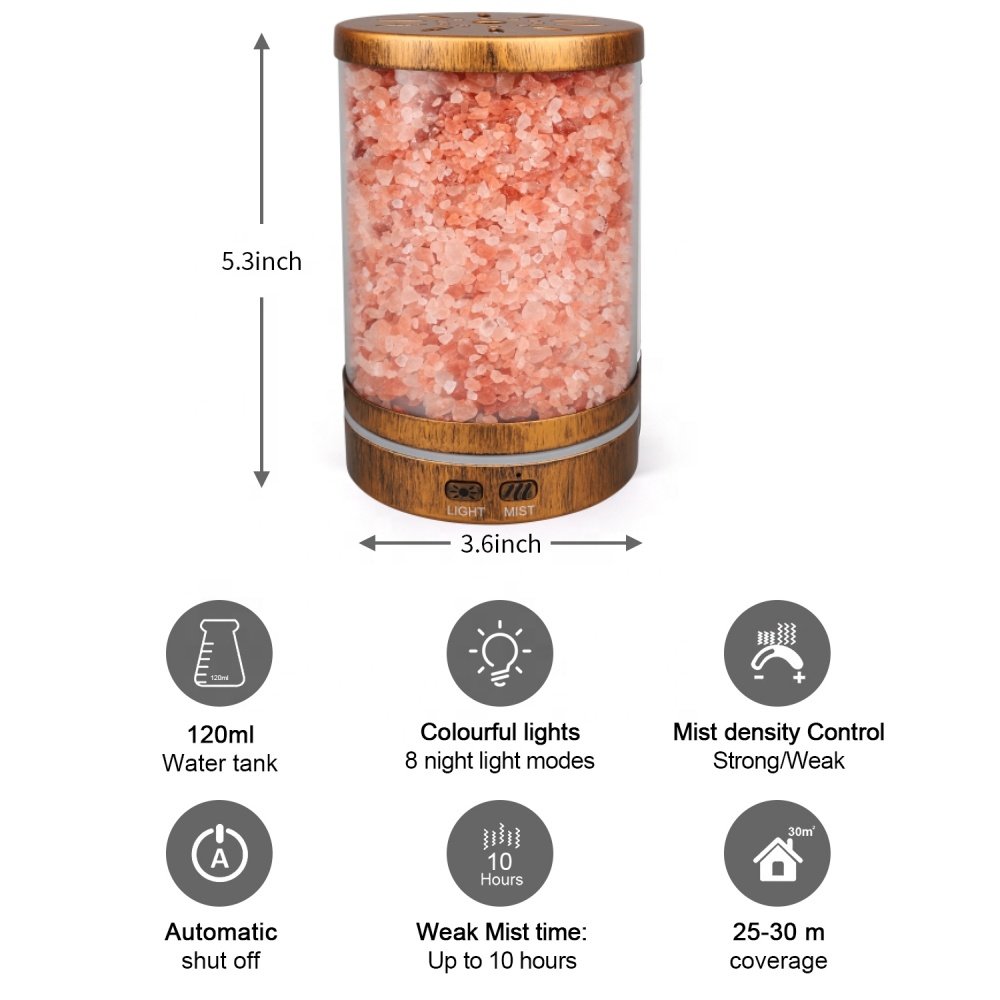 2024 New Product Himalayan Crystal Salt Rocks Aroma Humidifiers Portable Flame Aromatherapy Essential Oil Diffuser