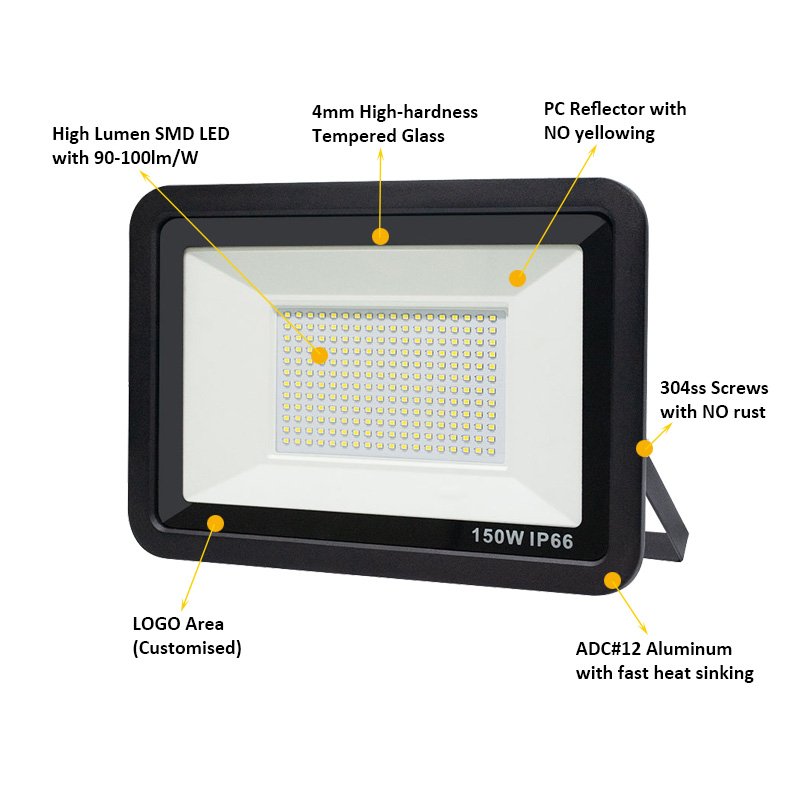High Pole Tennis Court Lighting Gymnasium 30w 100w 150w 200w 300w Outdoor Floodlight with Led Beads