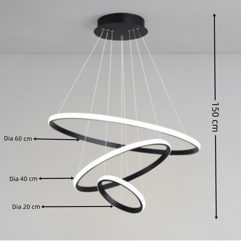 Modern Style Restaurant Circle Line Led Pendant Lamp Minimalist Design Led 3 Ring Round Chandelier Dinning Room Bedroom Home