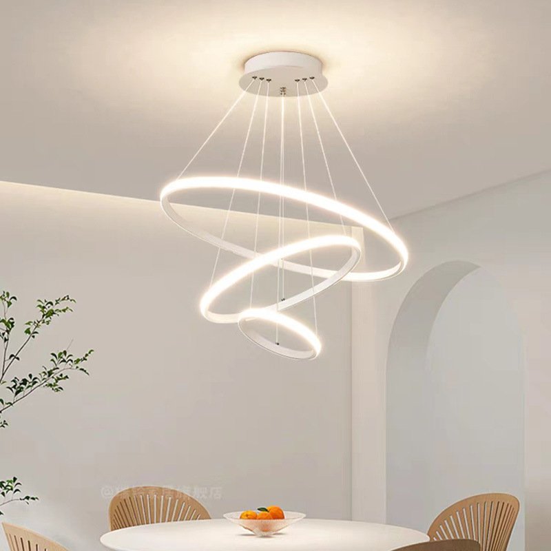 Modern Style Restaurant Circle Line Led Pendant Lamp Minimalist Design Led 3 Ring Round Chandelier Dinning Room Bedroom Home