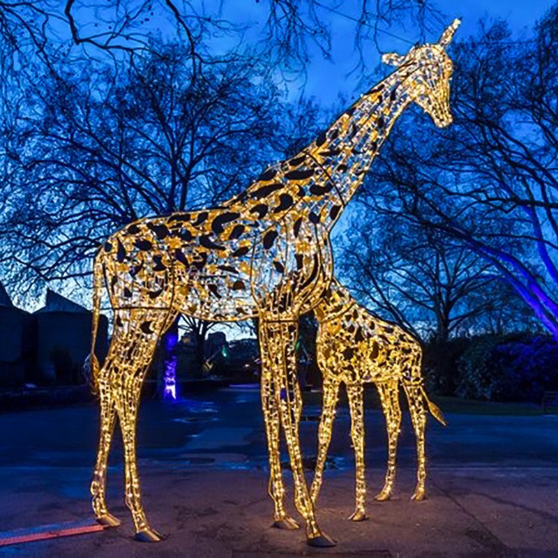 3D Moose Deer Reindeer Decorative Lighting Custom Large Christmas Street Commercial Decoration Metal Frame Animals Motif Lights